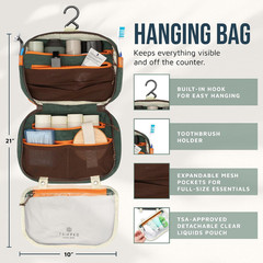 TRIPPED Travel Gear 3-Piece Travel Toiletry Bag Set | Includes Hanging Toiletry