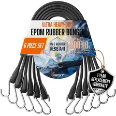 VBEST Rubber Bungee Cords with Hooks – 2×10&Prime;, 2×15&Prime;, 2×21&Prime;, 2×31&Prime;, Black