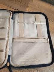 Bevegekos Navy Blue Travel Tech Organizer Case Double Zip Pouch W Wrist