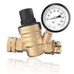 RV Water Pressure Regulator Valve, Brass Lead-Free Adjustable Water Pressure