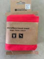 New Large Mountain Warehouse Microfibre Travel Towel, 27.5 x 51.1 in, Coral Red