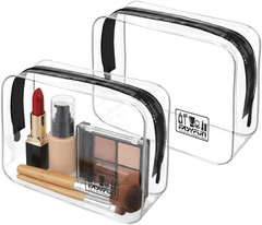 2PCS TSA Approved Clear Toiletry Bag Quart Size Travel Cosmetic Makeup Pouch