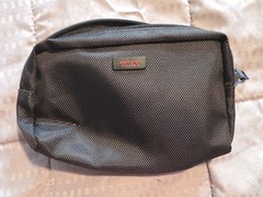 TUMI for Delta Small Black Zip Textured Pouch. Bag Only EUC
