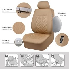 Car Seat Covers Only for Car, 3D Tyre Print Automotive Two Front Beige All