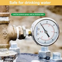 Lead-Free Water Pressure Gauge 60 Psi 2&Prime; Dial, Stainless Steel 60PSI Lead Free