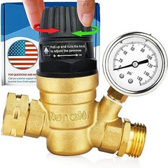RV Water Pressure Regulator for RV Camper. Brass Lead-free Adjustable Water