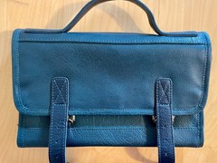 KomalC Leather Hanging Toiletry Bag Travel Dopp Kit Organizer Roll Up Blue Green