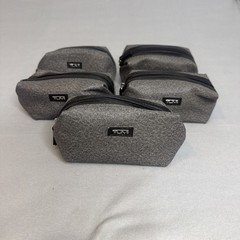 TUMI for Delta Lot Of 5 Toiletries Travel Bag Zip Up Gray New Sock & Eye Mask