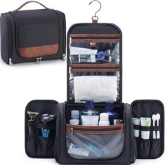Large Hanging Toiletry Bag for Men, Travel Bathroom Bag with Hook, Black