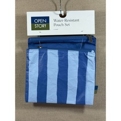 Open Story Water-Resistant Pouch Set Unisex OS Blue Striped Tyvek 2 Count