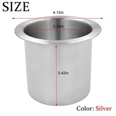 Zpana Drop-in Car Cup Drink Holder, 2PCS 3.35 Inch Stainless Steel Silver