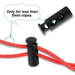 Plastic Double Holes Rope Clamp Backpack Lever 4mm D. 30 Pcs Black