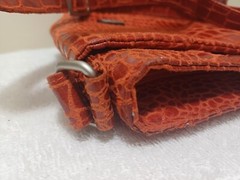 Travelon VTG Crossbody Anti- theft Orange Purse Multiple Pockets Zippered Croco