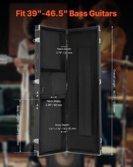 Bass Guitar Hard Case, 48.03 in Rectangular Guitar Hard Case, With Lock Latch Ke