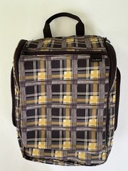 LL Bean Travel Organizer Plaid Toiletry Bag Multi Zip Pockets Hangs & Opens 26”L