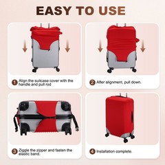 Travel Luggage Cover XS(19-20 Inch) Washable Elastic Suitcase Covers Red