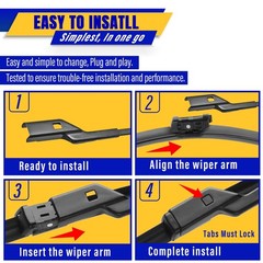 3 Wipers Fits Volkswagen VW Atlas 2018-2024 Wiper Blades