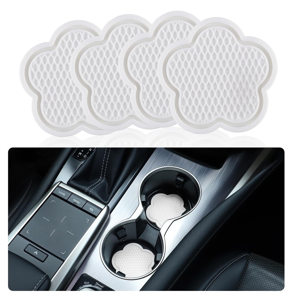 GaRhomxy Car Cup Holder Coaster, Universal Non-Slip Recessed 2.77 inch, White