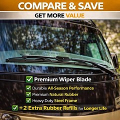 32 Inch Wiper Blade Pair for RV or Motorhome with large 12mm J Hook with 2 Rubbe