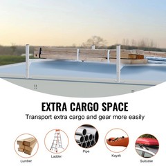 400LBS Adjustable Aluminum Van Roof Ladder Rack 2 Bars Rain Gutter Mount