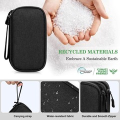 Large Waterproof Travel Tech Pouch – Black Electronics Organizer for Easy Travel