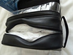 NIB Dockers Travel Kit Mens Black Faux Leather Toiletry + Shoe Care Bag Case NEW