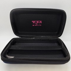 TUMI for Delta Navy Blue Hard Shell Amenity Travel Case Kit Zippered Pouch Zippe