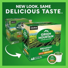 Green Mountain Coffee Roasters Decaf Breakfast Blend K-Cup for Keurig Brewers 48