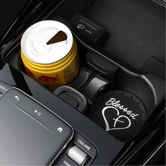 SWPHRT 2PCS Car Cup Holder Coaster, Blessed Cross Heart Vehicle Insert Black