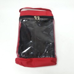 Red & Black Toiletry Makeup Cosmetic Travel Bag Plastic Canvas Style Zippered