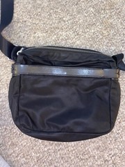 Tumi Voyageur black nylon crossbody bag adjust strap silver tone hardware EUC
