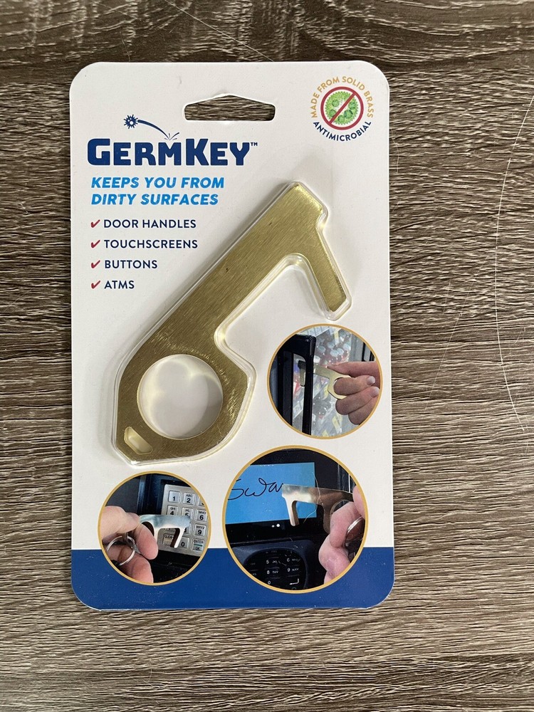 GermKey Brass No Touch Hand Tool Made From Antimicrobial Brass New Germ Key