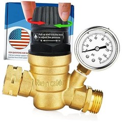 RV Water Pressure Regulator for RV Camper. Brass Lead-free Adjustable Water