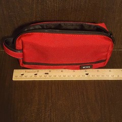 TUMI Travel Kit Medium Accessory Pouch Bag Kit Toiletry Red with Black Trim *