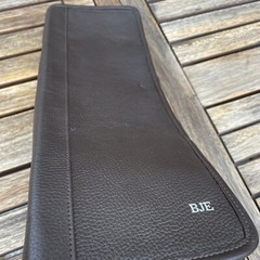 Mark & Graham Graham Leather Tie Case Travel Case Dark Brown Leather Mono Open B