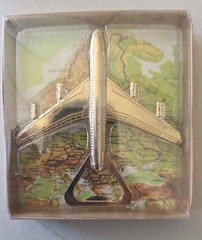 Brass Bottle Cap Opener Bomber Plane And Gold Airplane & Palm Tree 3×3 Inch