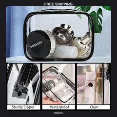 6 Pack Large Clear Cosmetic Bags TSA Approved Travel Toiletry Organizer