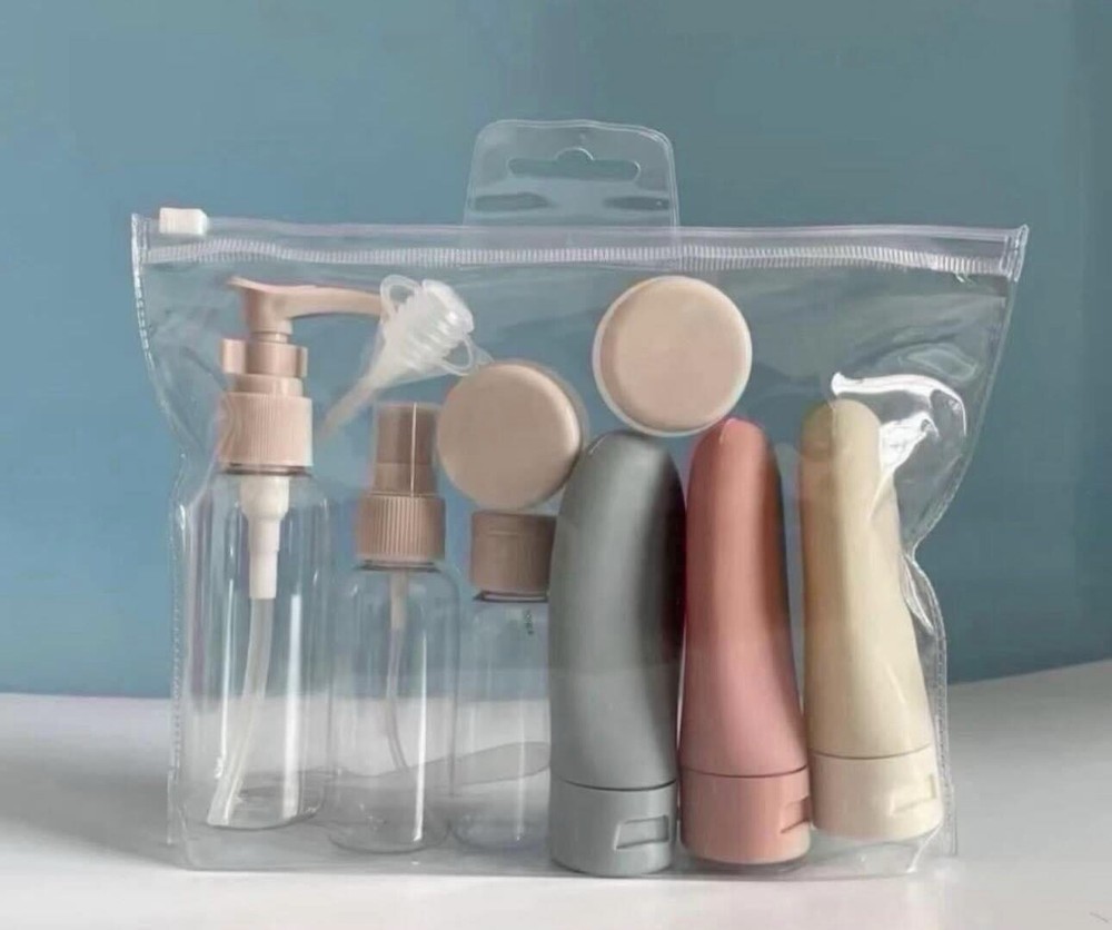 Travel Kit Bottels For Travelling 8 Plastic Items Travel Permitted Size Useful