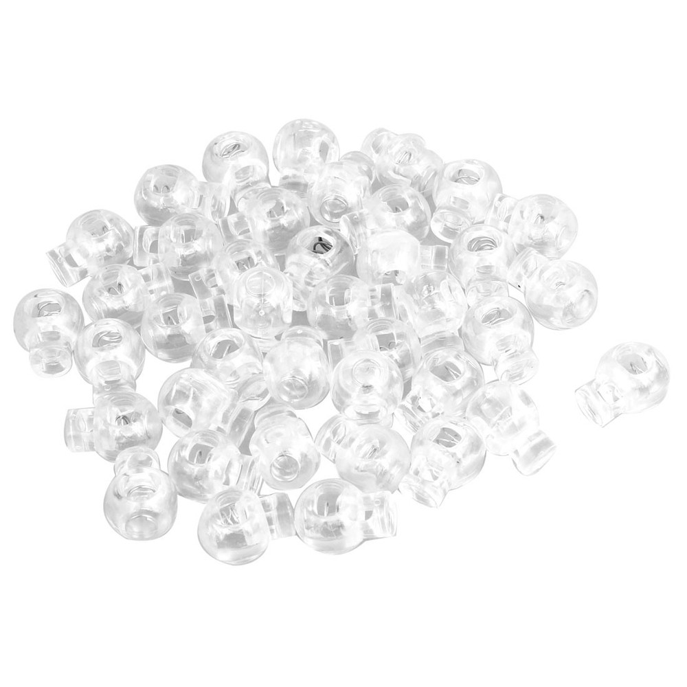 White Clear Drawstring Button Clasps 6mm Single Hole (40x)
