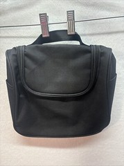 Toiletry Travel Bag Black 9×9 Multi Compartment Zippered Pockets NEW!
