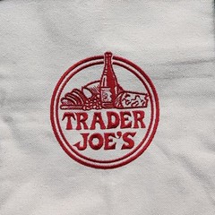 Trader Joe&rsquo;s Reusable Canvas Tote Bag – Creamy Off White and Lavender