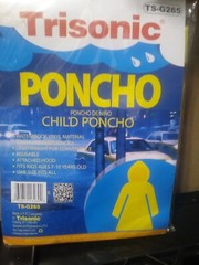 Child Poncho Waterproof Lightweight Fits Ages 7-10 Years Old