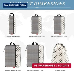 U+U 6 Set Compression Packing Cubes, Travel Organizers (Polka Dot) | Space-Savin