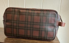 Vintage Polo Ralph Lauren Tartan Plaid Large Dopp Kit Zipper Toiletry Travel Bag