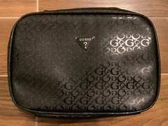 GUESS UNISEX Black Toiletry Bag With Handles – 11×7.5×3.75 inches