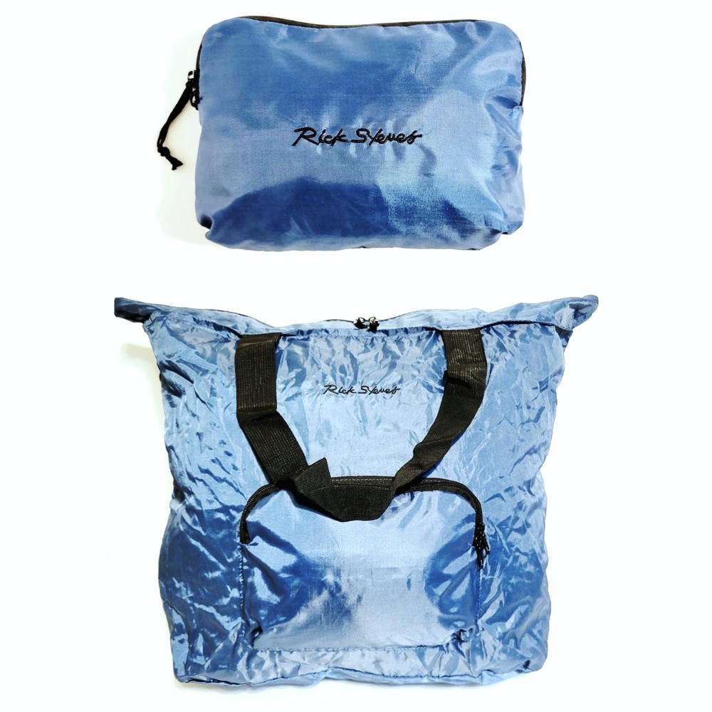 Rick Steves Navy Blue Hideaway Packable Tote Bag Folding Travel Tote Carry-On