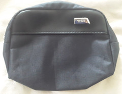 TUMI for Delta Black Travel Case Kit Zippered Pouch Nylon Mesh Faux Leather Trim