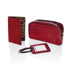 Travel Smart Conair Red Mock Croc 3-Piece Travel Accessories Gift Set