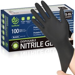 SWIFTLITE Black Nitrile Gloves, Food Safe Large, 03-black(large 100)