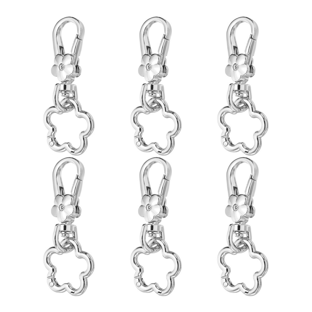 6pcs Quick Release Hooks with Flower Clip, for Lobster Clasps, Silver